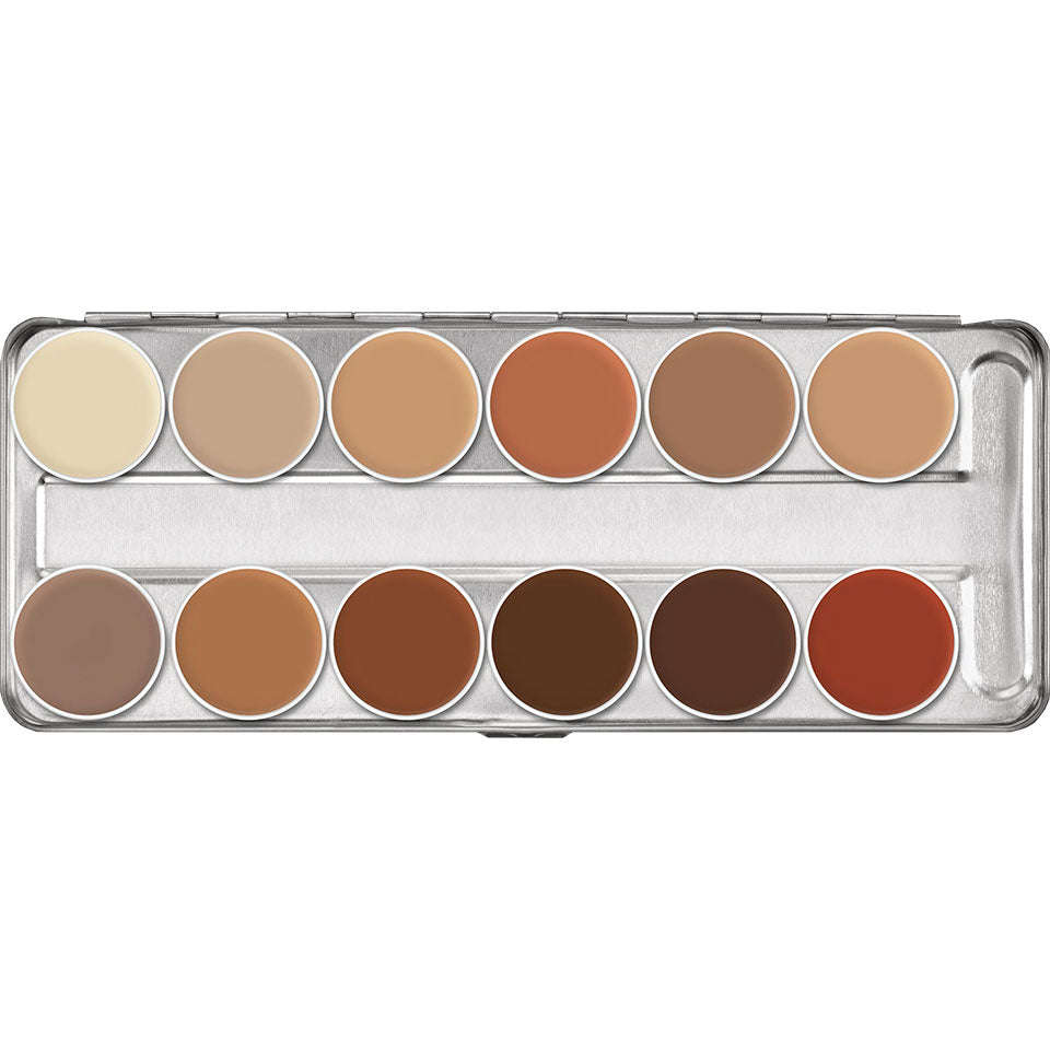 KRYOLAN RMG Rubber Mask Grease Palette 12 Farben F-TV – Spezialteint für Gummiplastiken, 40ml