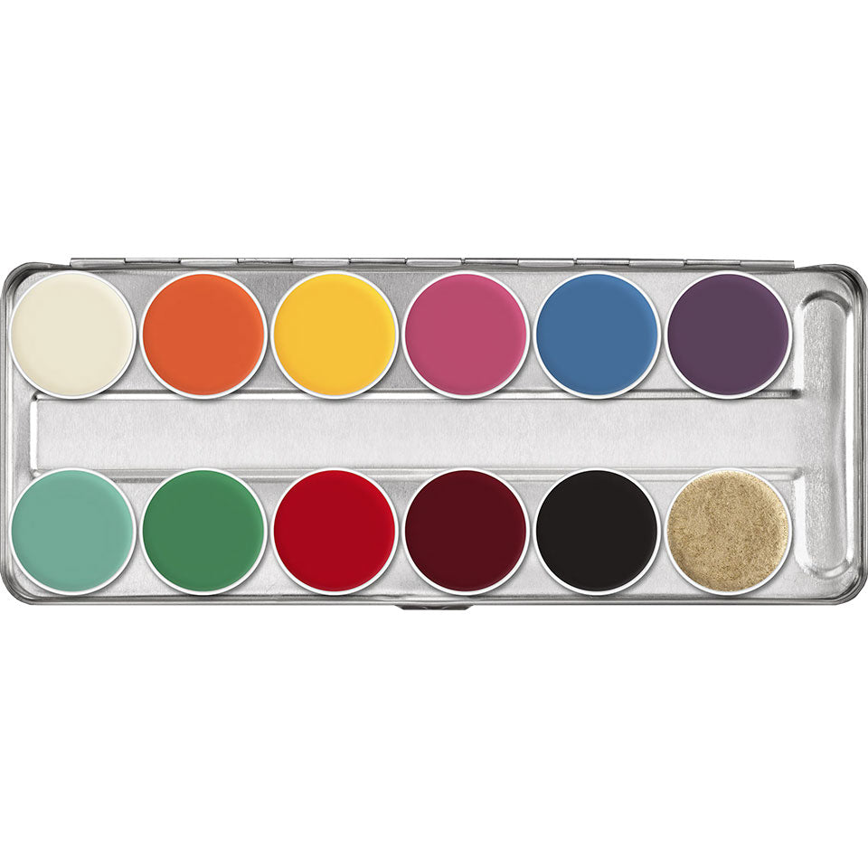 KRYOLAN RMG Rubber Mask Grease Palette 12 Farben FP – Spezialteint für Gummiplastiken, 40ml