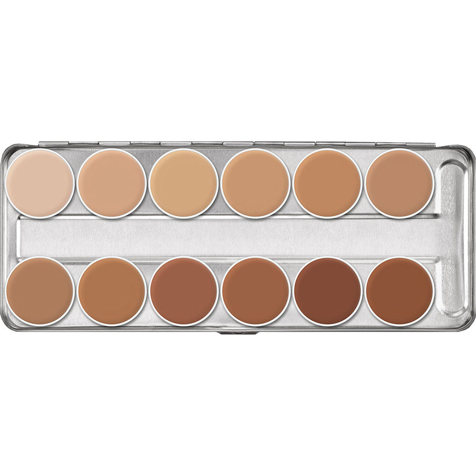 KRYOLAN RMG Rubber Mask Grease Palette 12 Farben W – Spezialteint für Gummiplastiken, 40ml