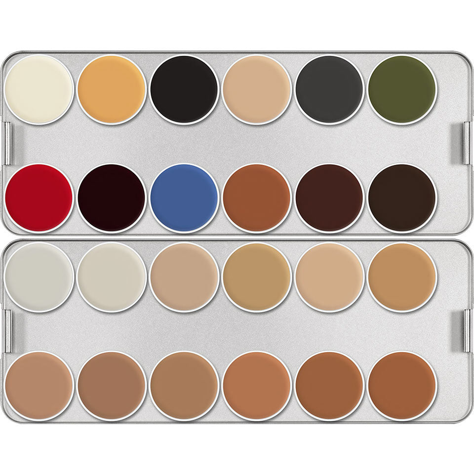 KRYOLAN Spezialteint für Gummiplastiken Palette 24 Farben - N – für Latex und Maskenbau, 80ml