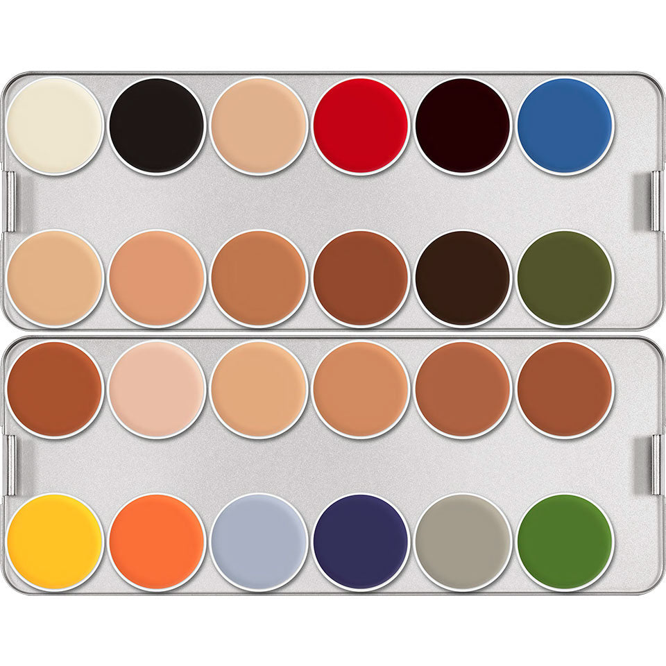 KRYOLAN Spezialteint für Gummiplastiken Palette 24 Farben - Standard – für Latex und Maskenbau, 80ml