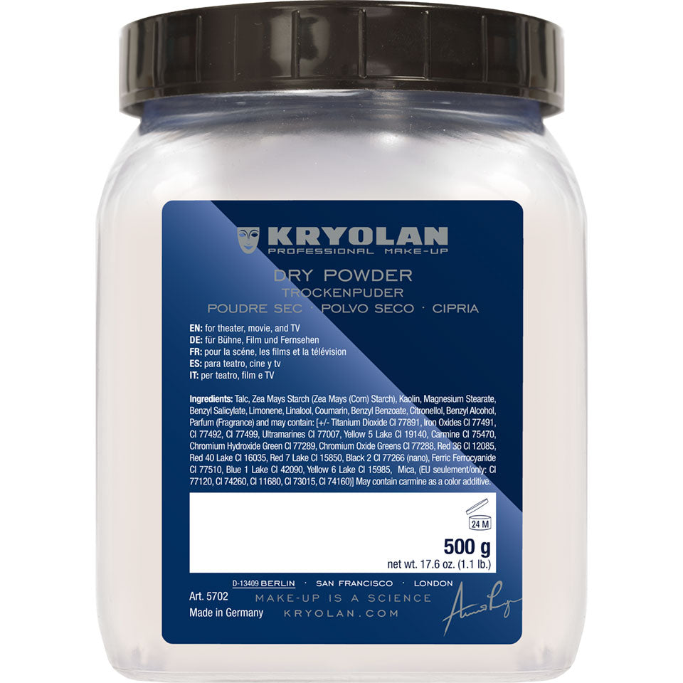 KRYOLAN Trockenpuder – Mattierender Fixierpuder, 500g, Dose geschlossen