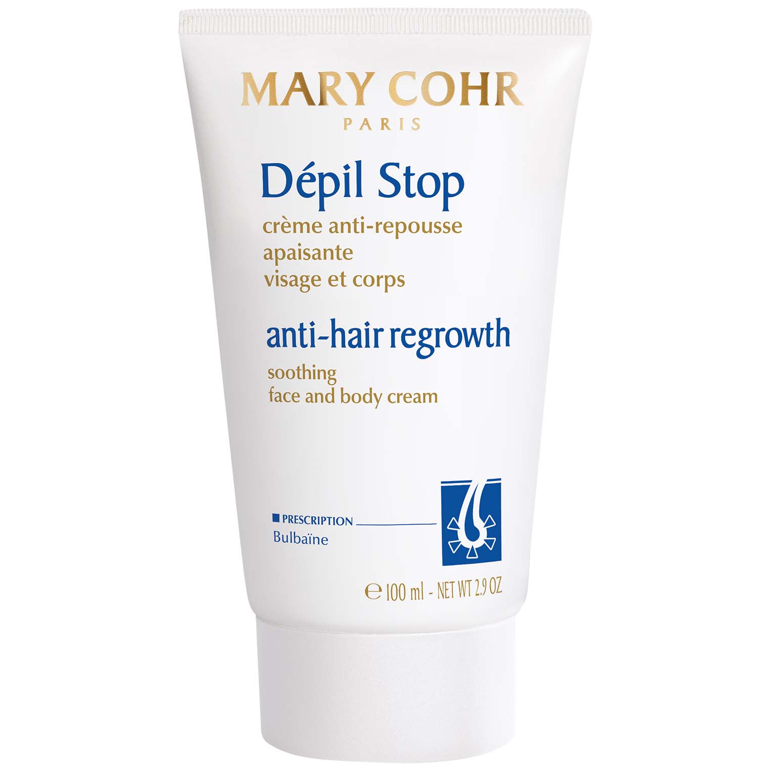 MARY COHR Dépil Stop Crème anti-hair regrowth – haarwuchshemmende Körperpflege, 100ml, Tube