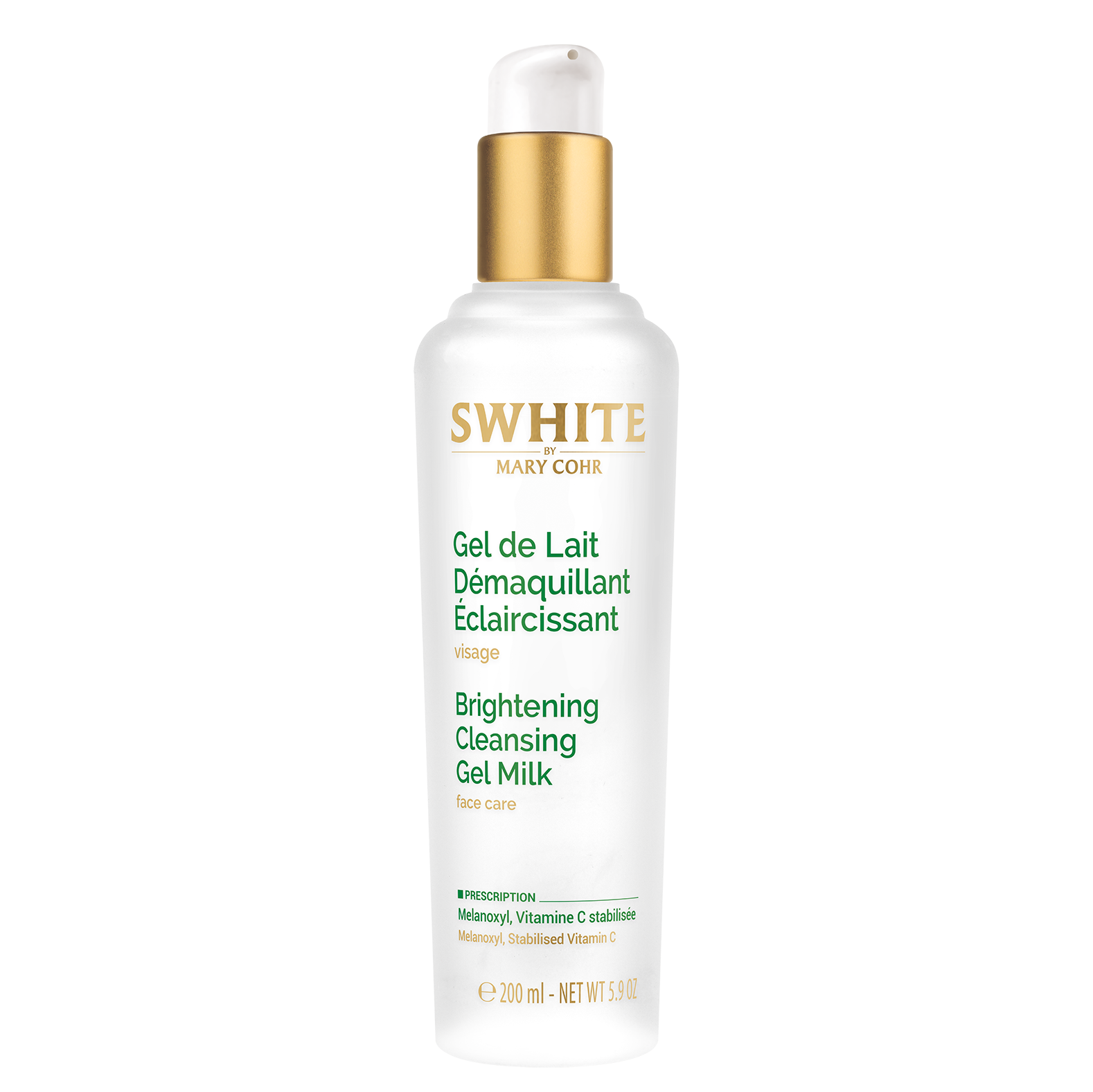 MARY COHR Gel de Lait Demaquillant Eclaircissant – Reinigungsmilch mit aufhellender Wirkung, 200ml, Flasche