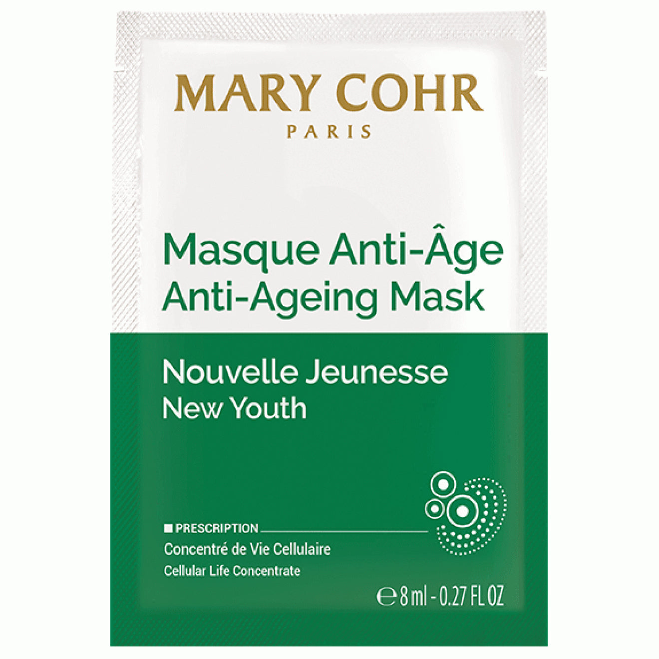 MARY COHR Masque Anti-Age Visage – Feuchtigkeits- und Glättungsmaske, 8ml, Sachet