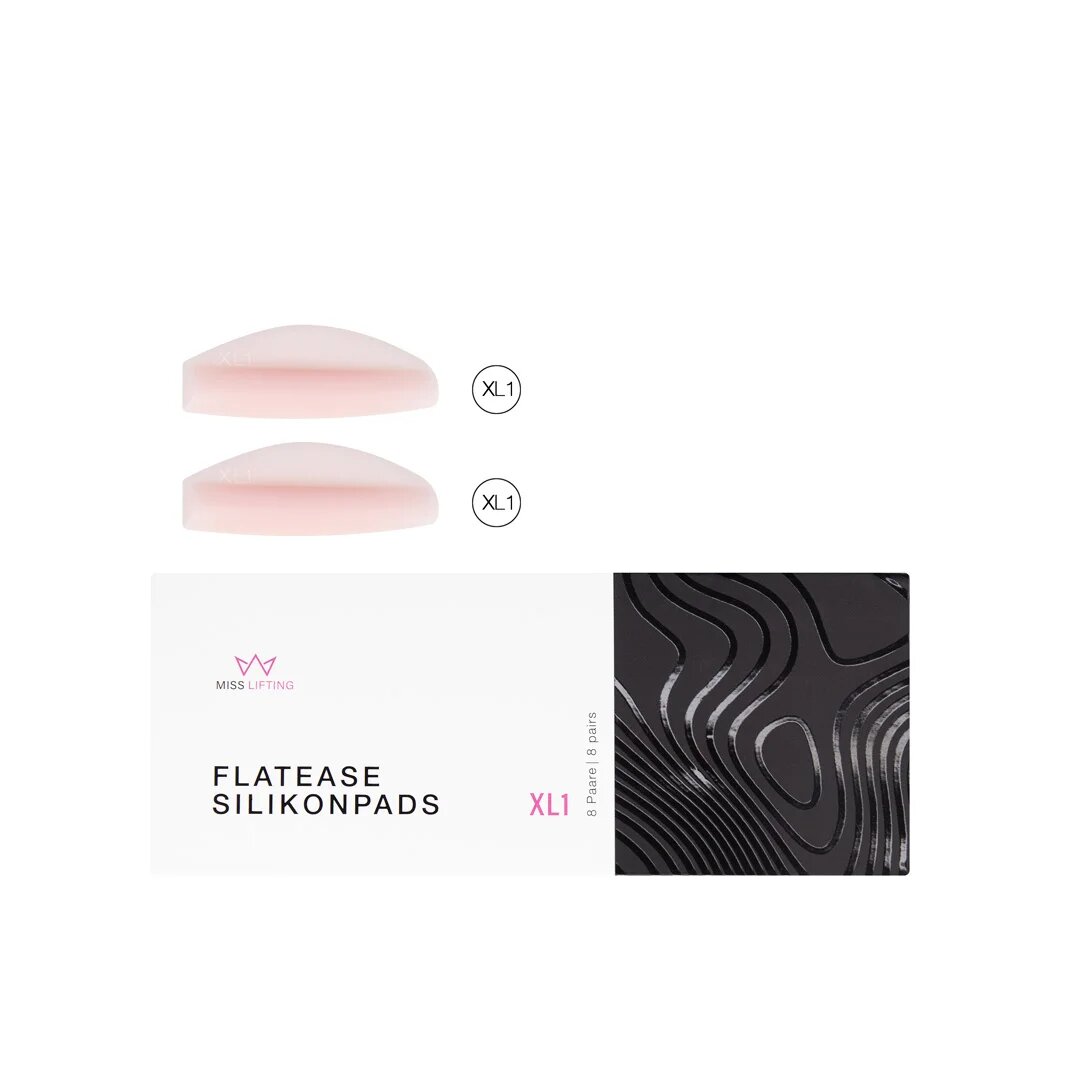 MISS LASHES FlatEase Silikonpads – Größe XL1, 8Paar, Pads und Umkarton