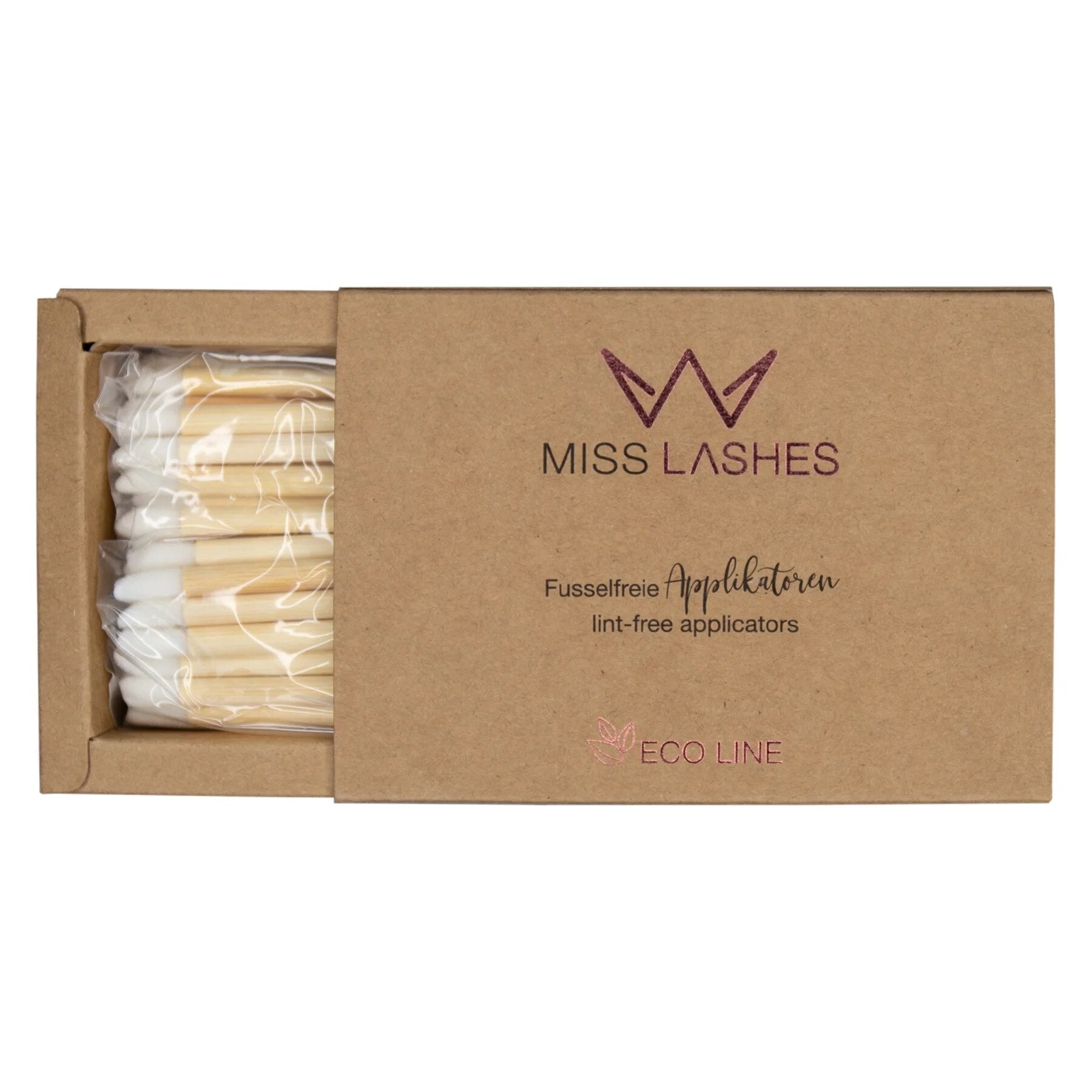 MISS LASHES Fusselfreie Applikatoren – Bambus Eco Line, 100Stk, Umkarton offen