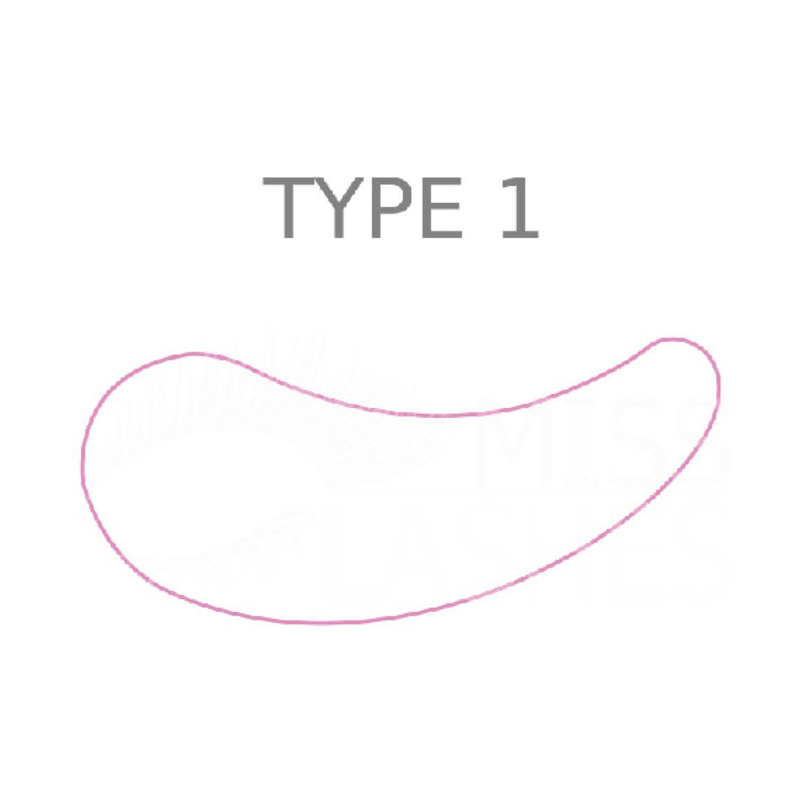 MISS LASHES Hydro-Gel Augenpads – Typ 1, 10Stk, grafische Darstellung Form