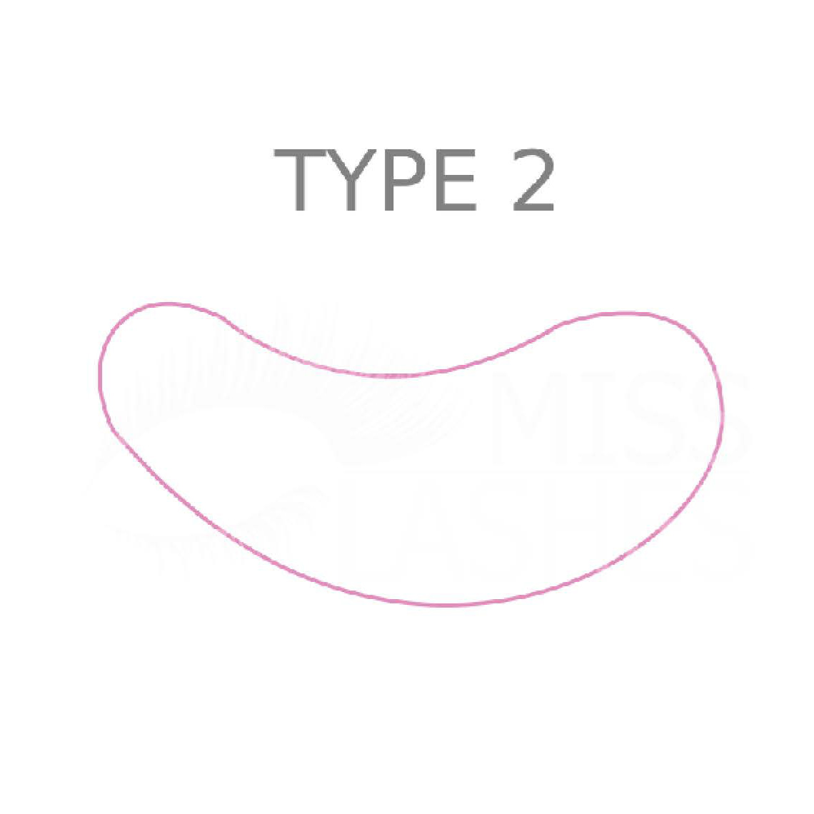 MISS LASHES Hydro-Gel Augenpads – Typ 2, 10Stk, grafische Darstellung Form