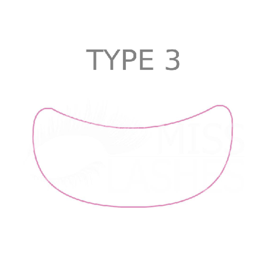 MISS LASHES Hydro-Gel Augenpads – Typ 3, 10Stk, grafische Darstellung der Form