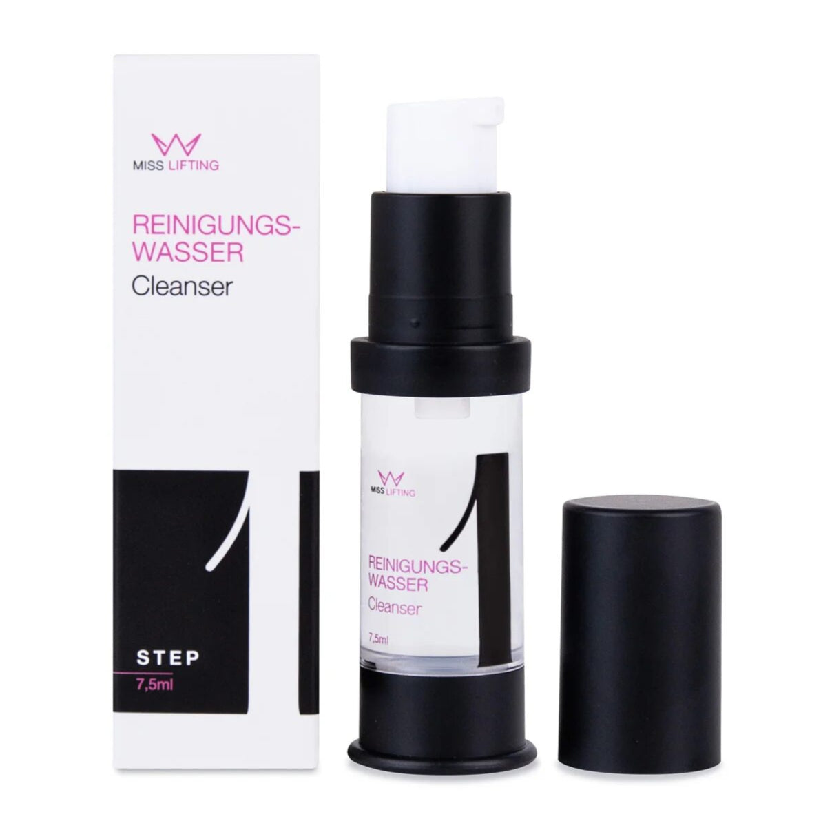 MISS LASHES Lash & Brow Lifting Step 1 Cleanser, 7,5ml, Spender offen und Umkarton