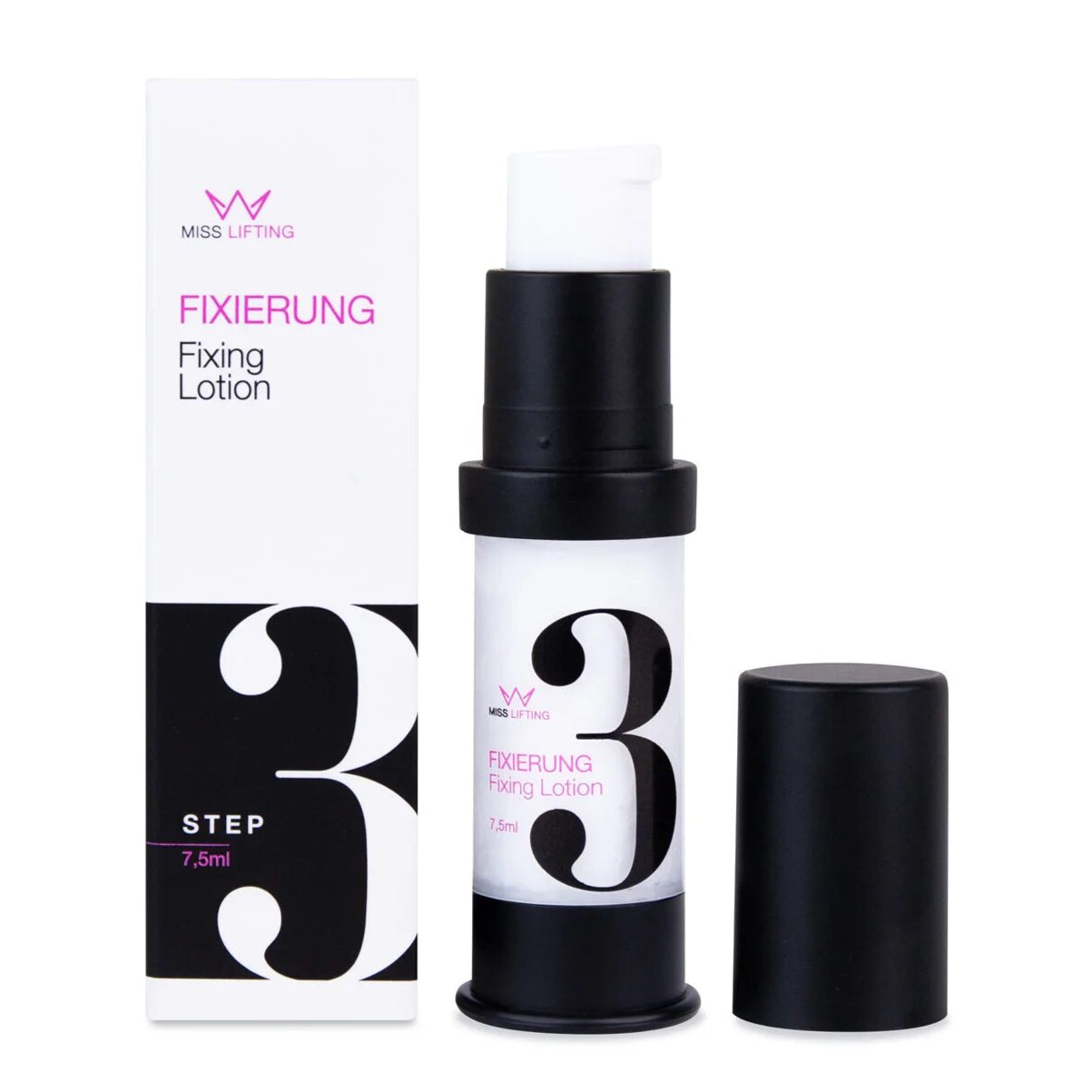 MISS LASHES Lash & Brow Lifting Step 3 Fixing Lotion, 7,5ml, Spender offen und Umkarton