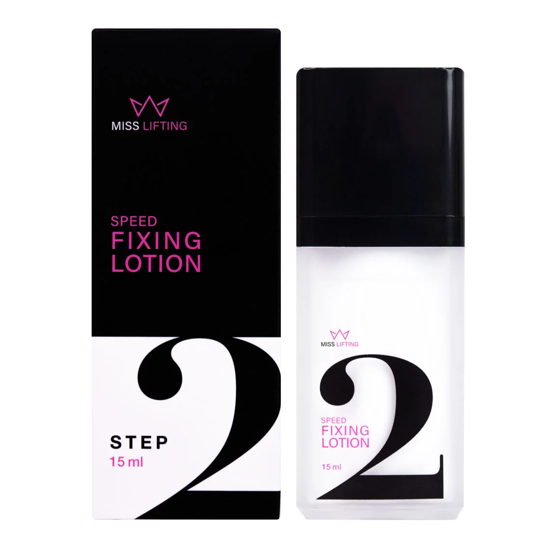 MISS LASHES Speed Lash & Brow Lifting Step 2 Fixing Lotion, 15ml, Spender und Umkarton