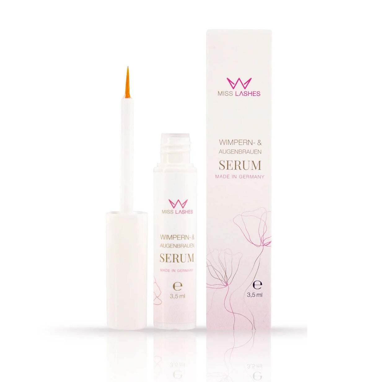 MISS LASHES Wimpern- & Augenbrauenserum , 3,5ml, Applikator offen und Umkarton