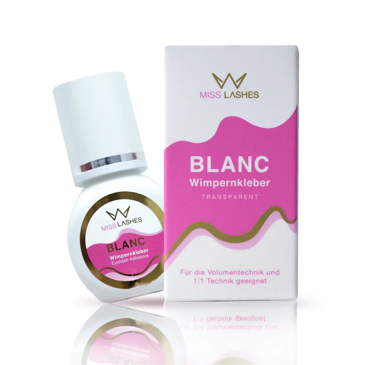 MISS LASHES Wimpernkleber Blanc – für Wimpernverlängerung, 5g, Kleber und Umkarton