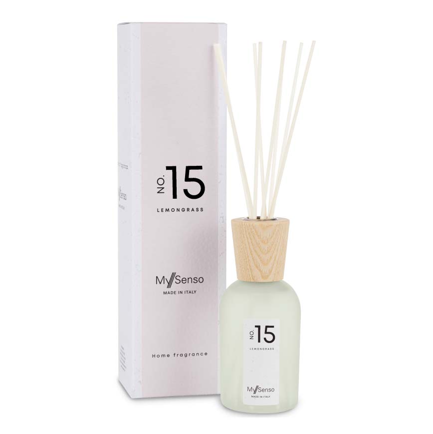 MySenso Raumduft N°15 Lemongrass, 240ml, Flasche mit Duftstäbchen und Umkarton