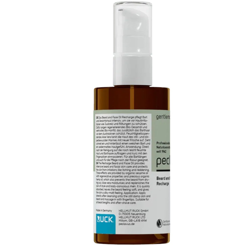 PECLAVUS Beard and Face Oil Recharge, 100ml, Flasche Rückseite