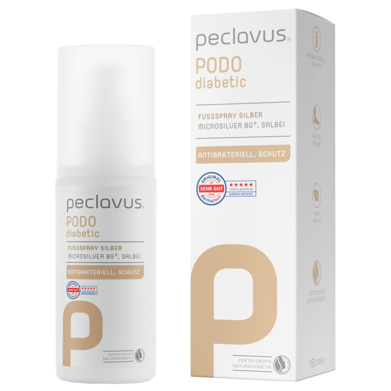 PECLAVUS Fußspray Silber , 150ml, Sprühflasche und Umkarton