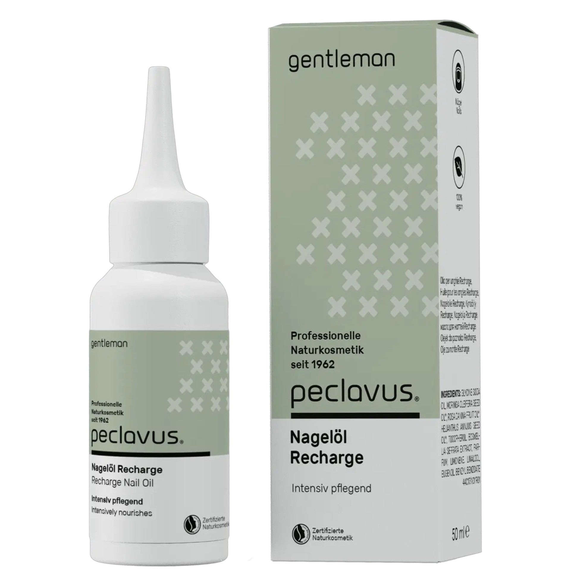 PECLAVUS gentleman Nagelöl Recharge – Pflege für Nägel & Nagelhaut, 50ml, Flasche mit Dosierspitze und Umkarton