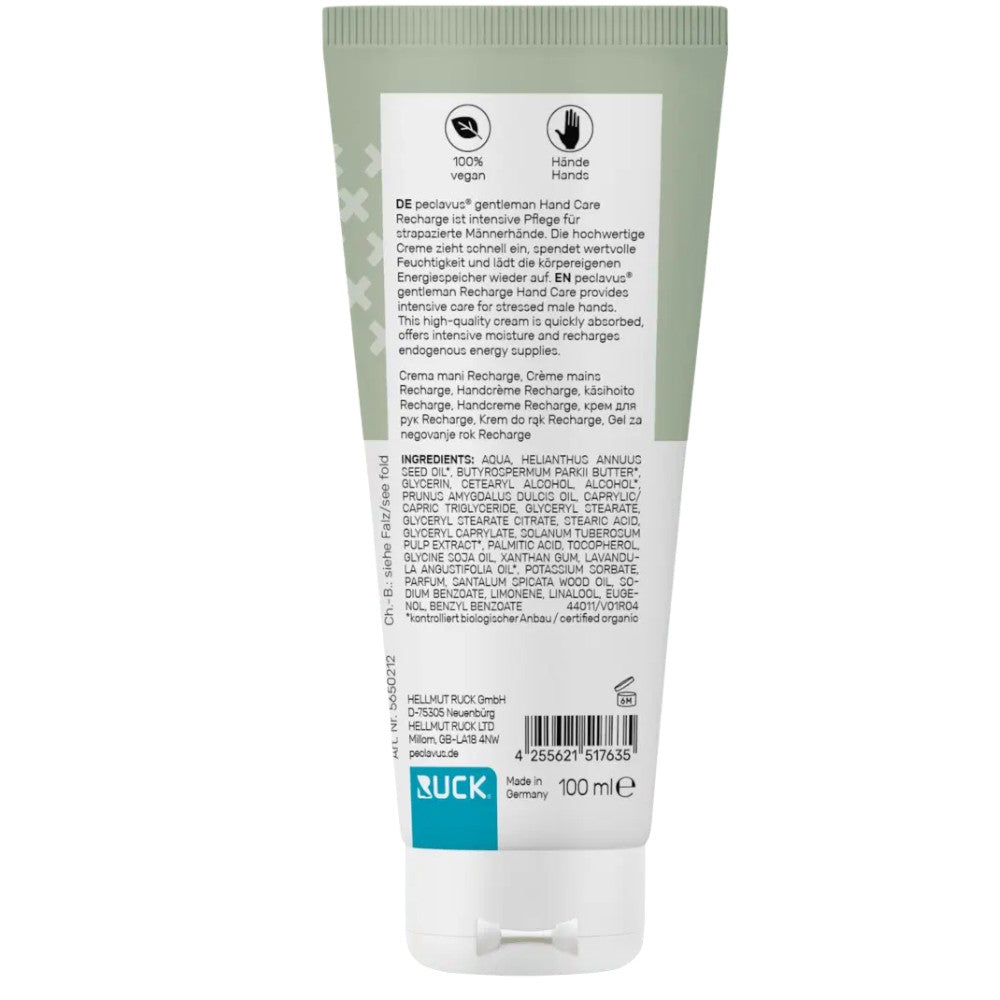 PECLAVUS Hand Care Recharge, 100ml, Tube Rückseite