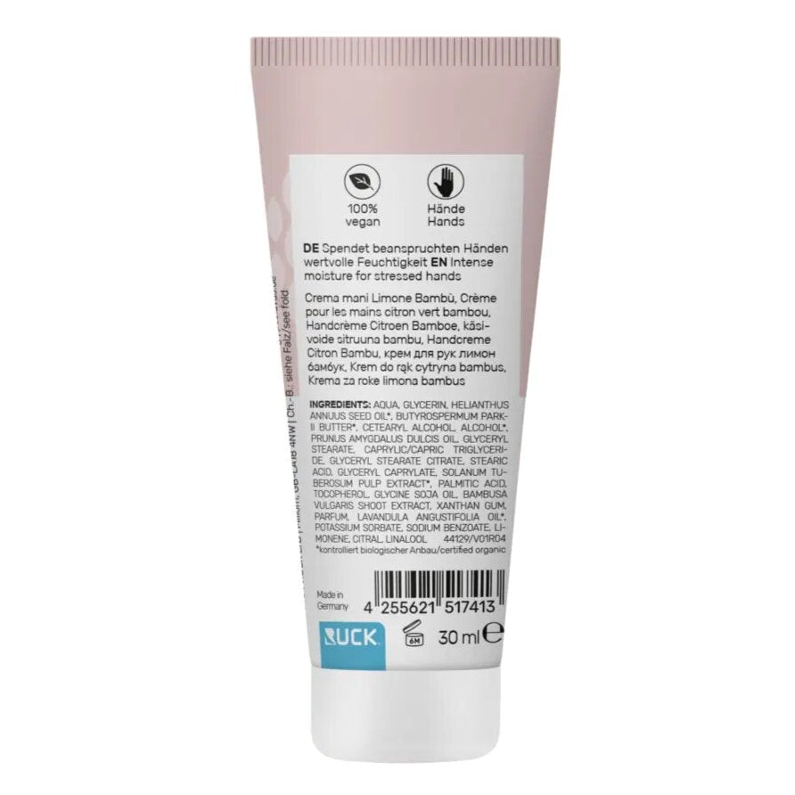 PECLAVUS Handcreme Lemon Bambus , 100ml, Tube Rückseite