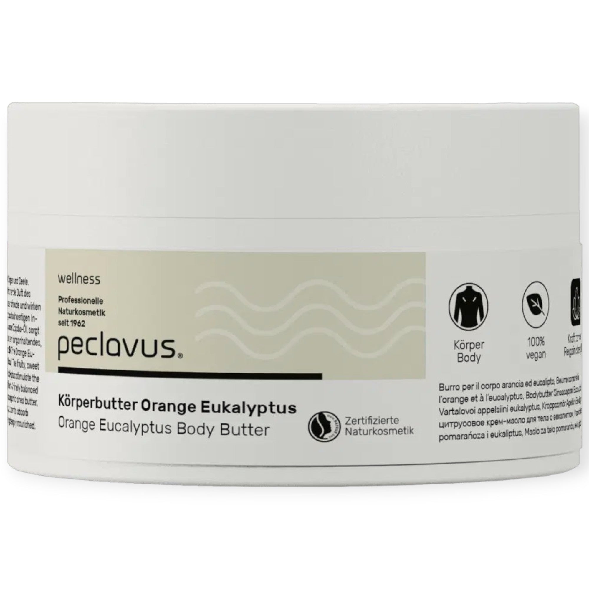 PECLAVUS Körperbutter Orange Eukalyptus, 250ml, Tiegel