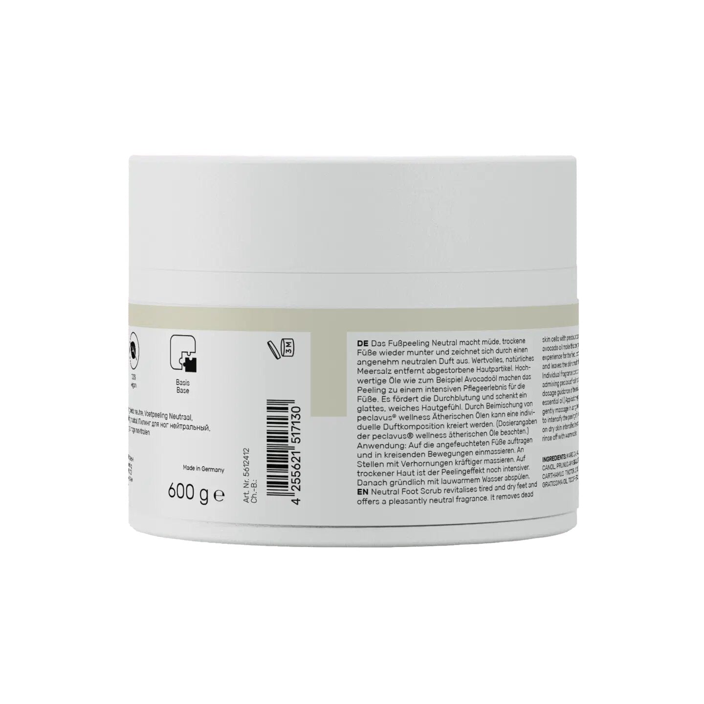 PECLAVUS Körperpeeling neutral , 500ml, Dose Rückseite