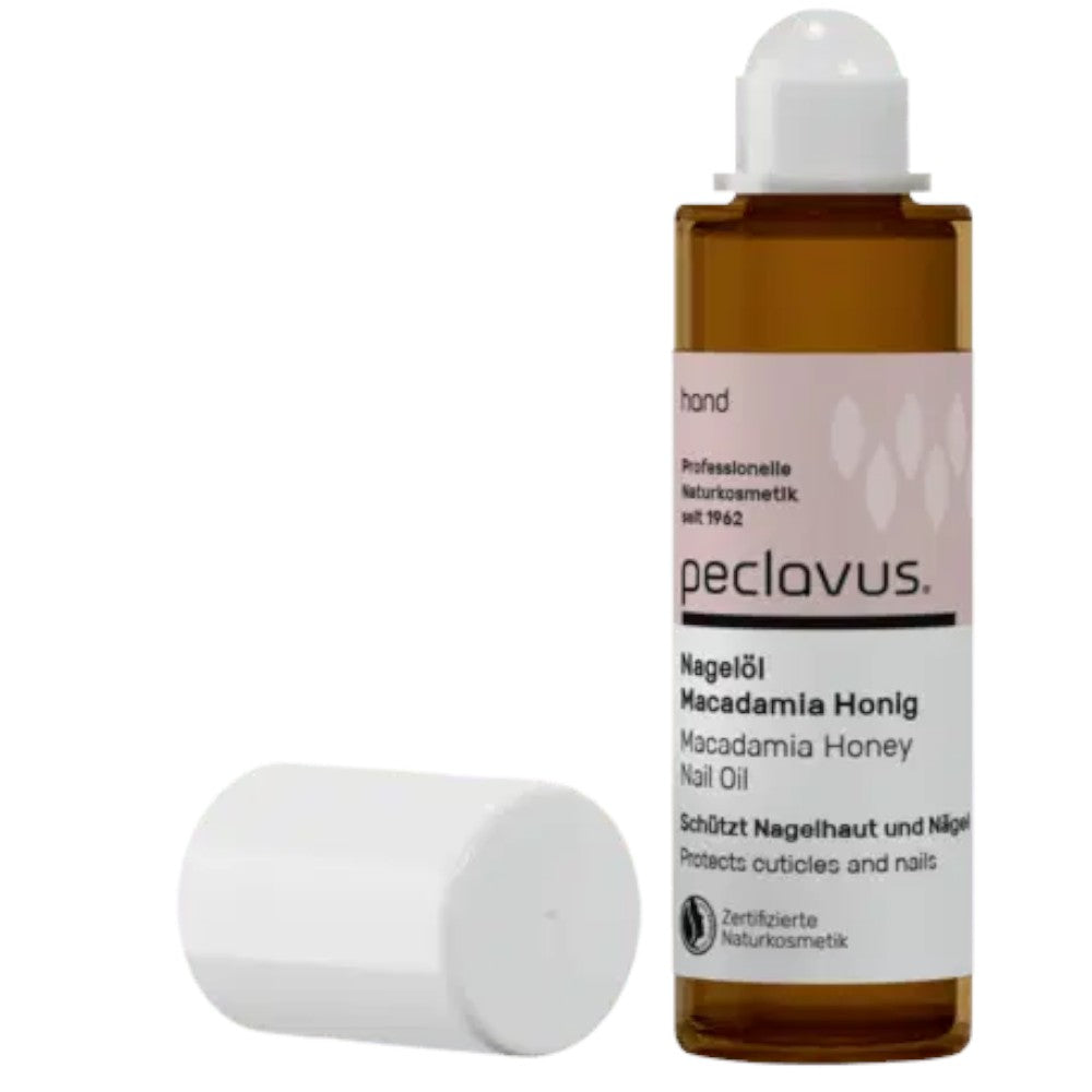PECLAVUS Nagelöl Macadamia Honig Roll-On, 10ml, Flasche offen