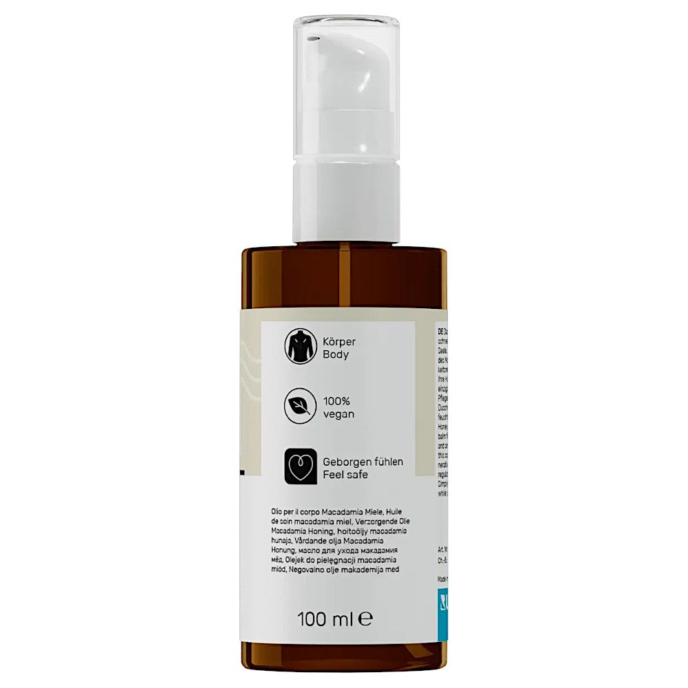 PECLAVUS Pflegeöl Macadamia Honig, 100ml, Sprühflasche Rückseite