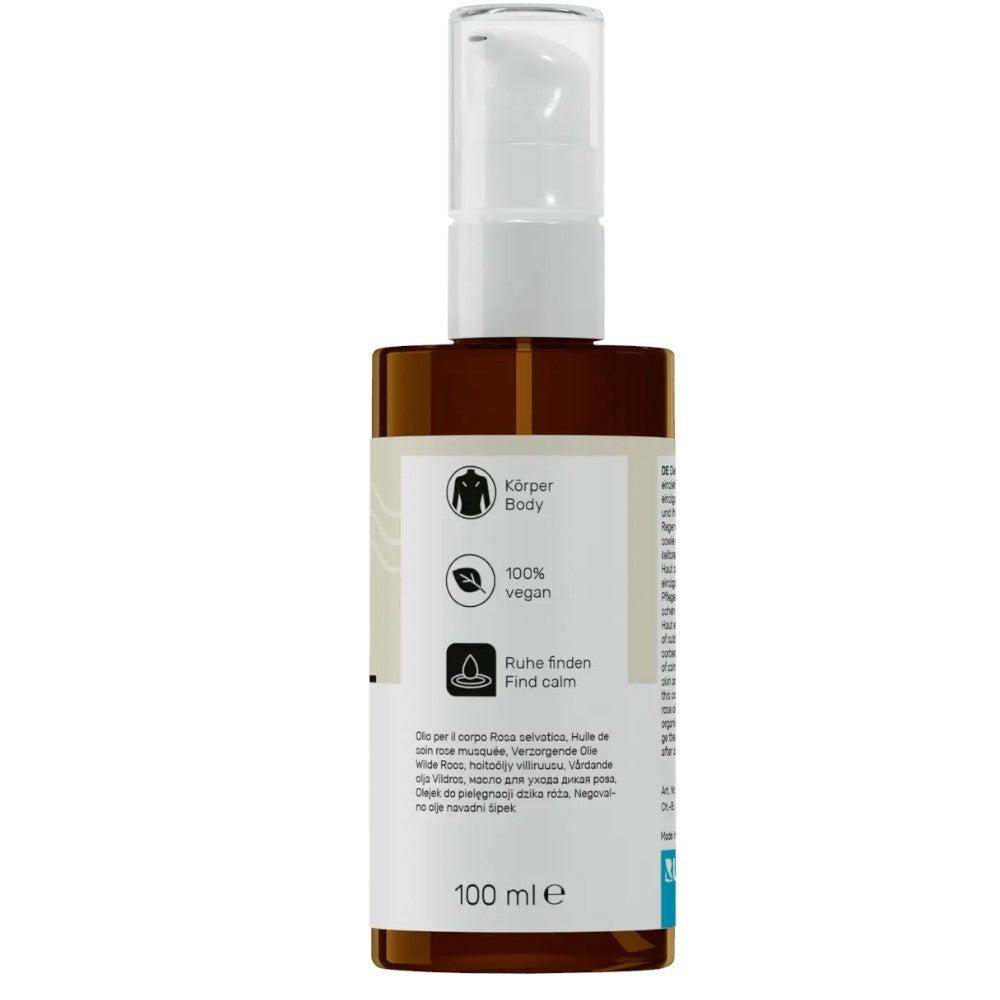 peclavus Pflegeöl Wildrose, 100ml, Pumpspender Rückseite