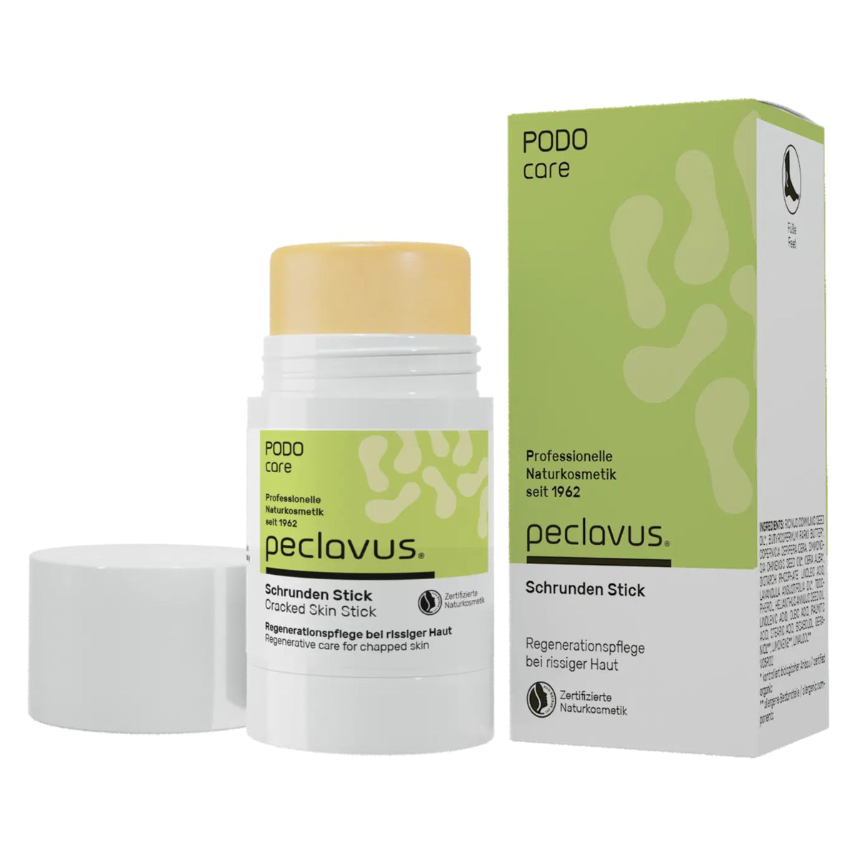 PECLAVUS PODOcare Schrunden Stick – für rissige Haut, 30g, stick offen mit Umkarton