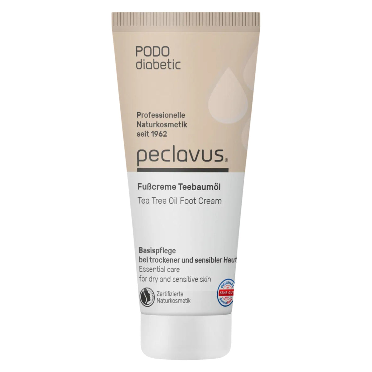 PECLAVUS PODOdiabetic Fußcreme Teebaumöl – für sehr trockene und sensible Haut, 30ml, Tube