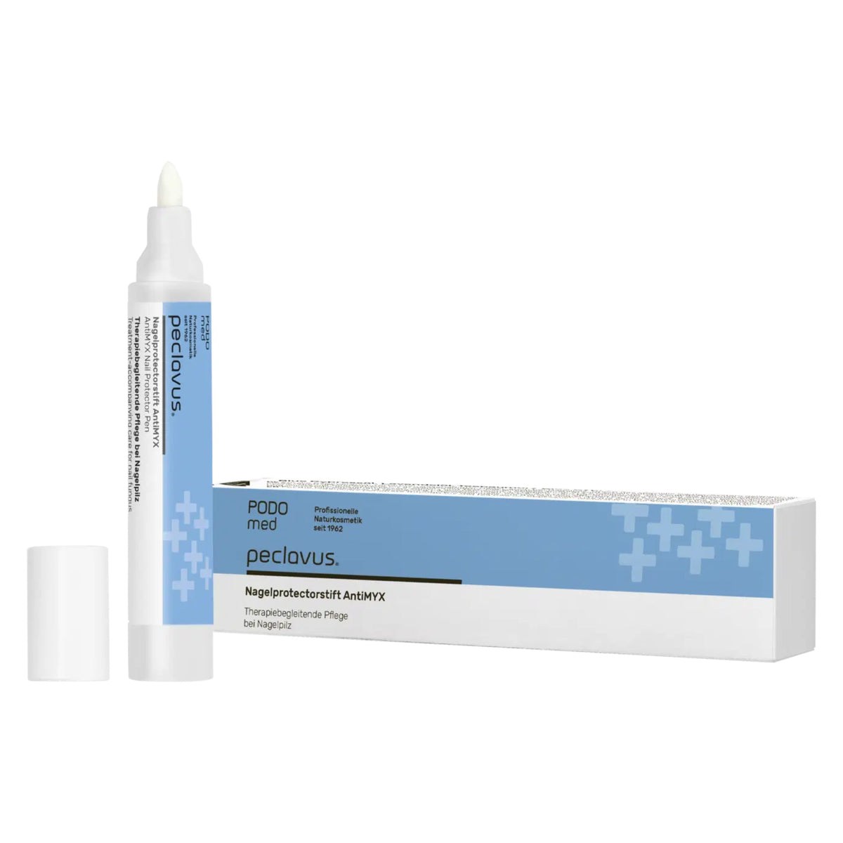 PECLAVUS PODOmed Nagelprotectorstift AntiMYX – für pilzempfindliche Nägel, 4ml, Stift offen mit Umkarton