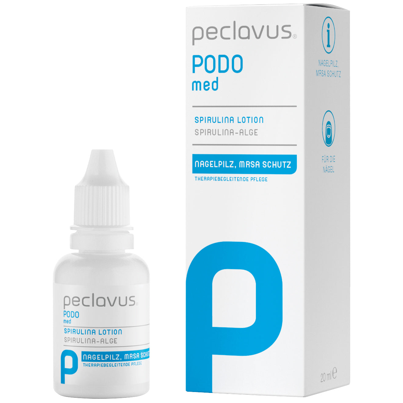 PECLAVUS PODOmed Spirulina Lotion, 20ml, Flasche und Umkarton