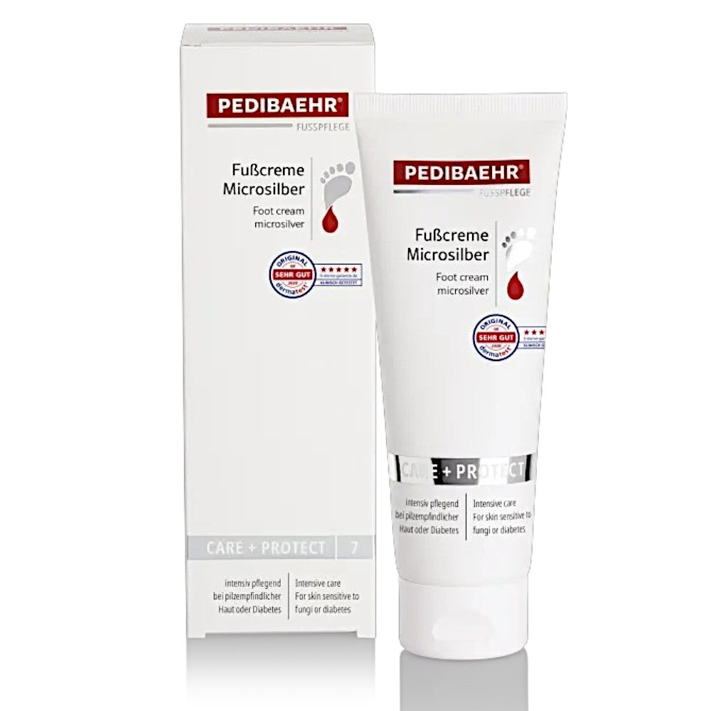 PEDIBAEHR Fusscreme Mikrosilber, 125ml, Tube und Umverpackung
