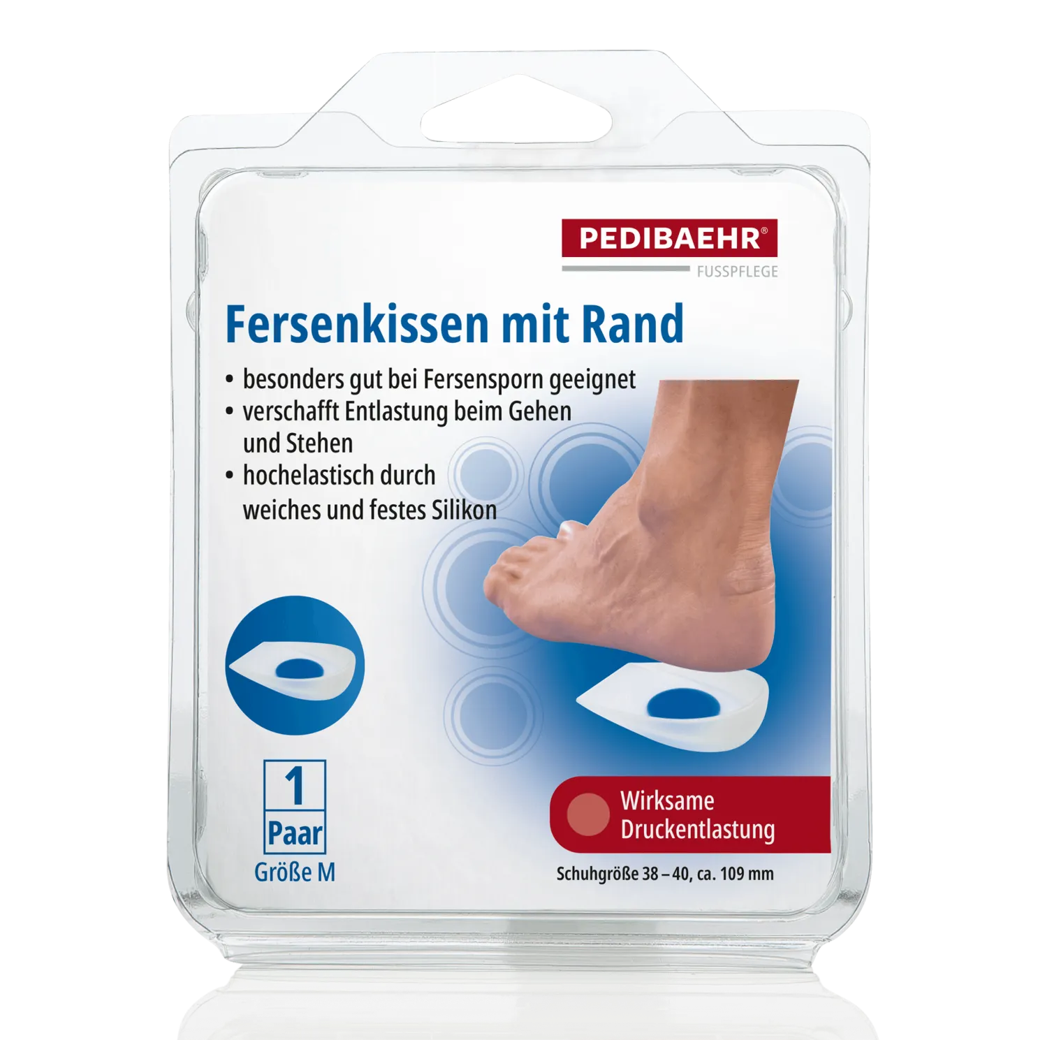PEDIBAEHR Gel-Fersenkissen mit Rand , 1 Paar, Größe M Verpackung