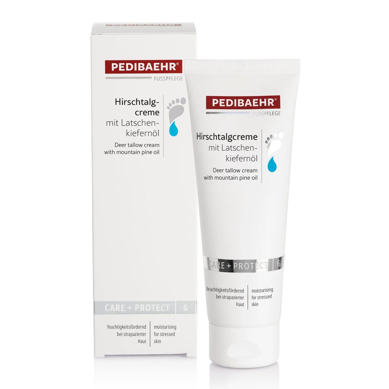 PEDIBAEHR Hirschtalgcreme mit Latschenkiefernöl – intensive Pflege bei Hornhaut, 125ml, Tube und Umkarton