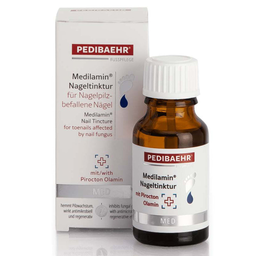 PEDIBAEHR Medilamin® Nageltinktur in Pinselflasche, 15ml, Flasche und Umkarton