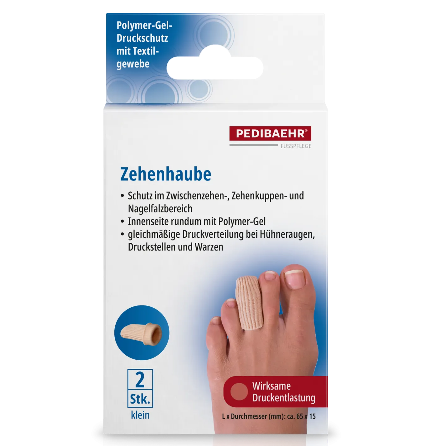 PEDIBAEHR Zehenhaube klein – Druckschutz für Zehen & Nagelfalz, 2stk., Umkarton