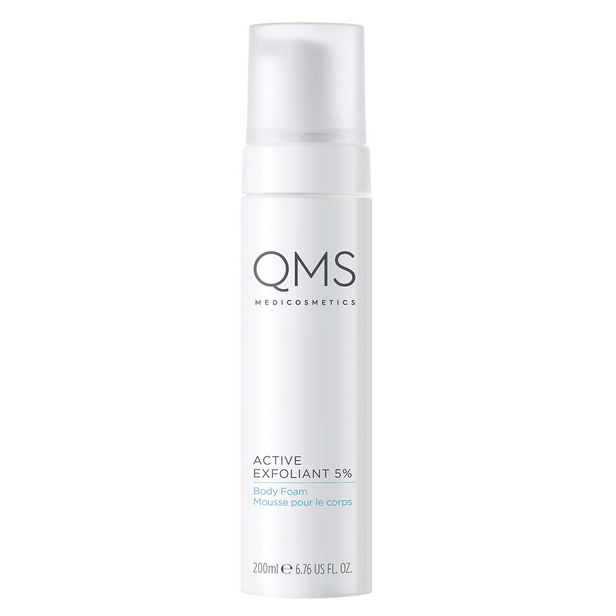 QMS Active Exfoliant 5% Body Foam – peelender Körperschaum, 200ml, Schaumspender