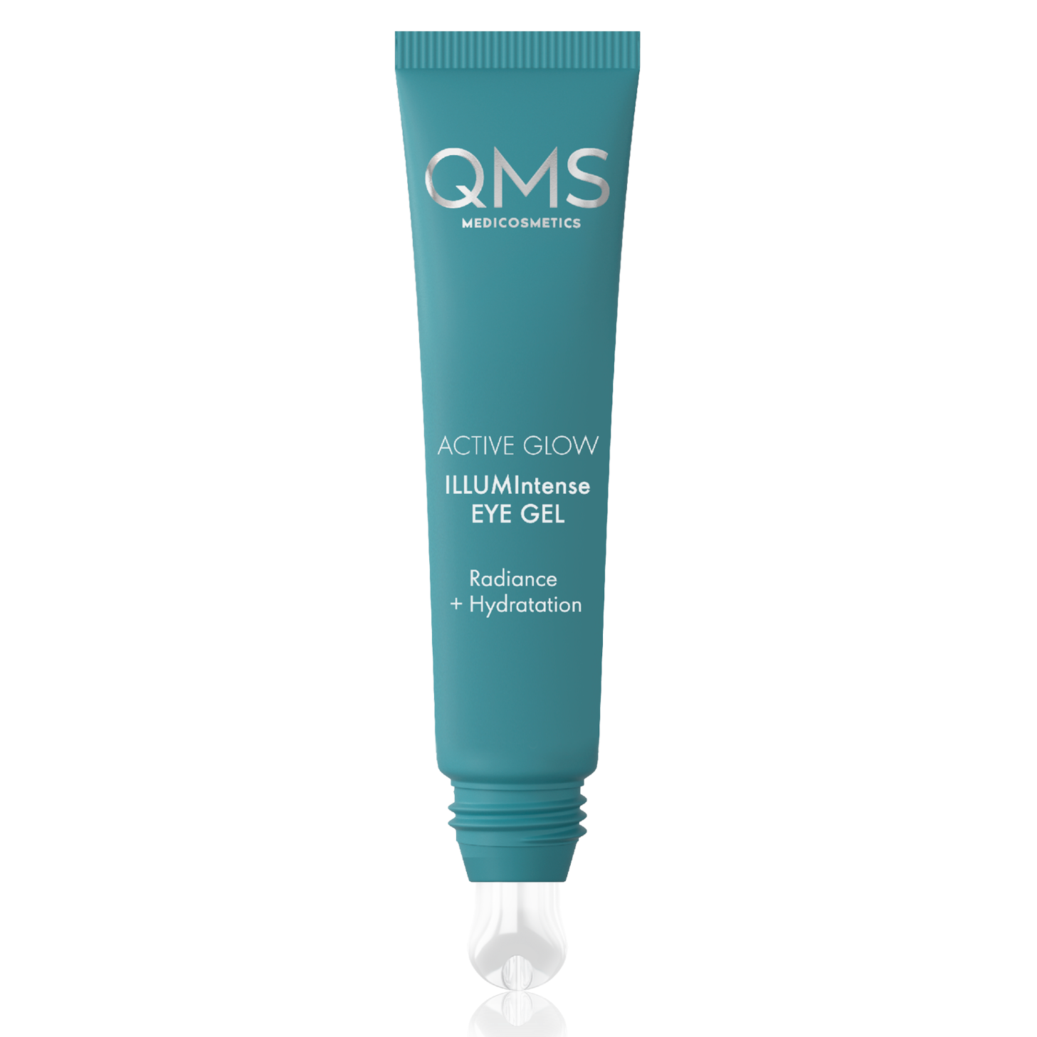 QMS Active Glow ILLUMIntense Eye Gel – gegen Augenringe, 15ml, Tube offen mit Applikator