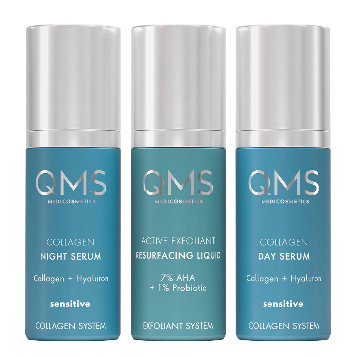 QMS Day & Night 3-Step Core Routine Set Sensitive, 3x30ml, Einzelprodukte