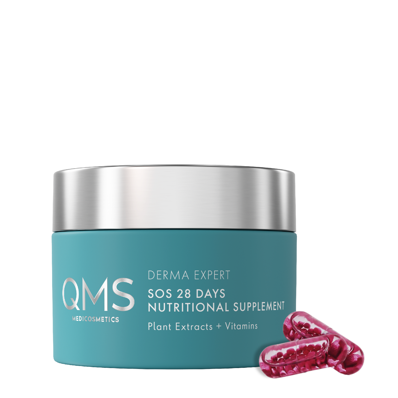 QMS DERMA EXPERT SOS 28 Days Nutritional Supplement, 18ml, Tiegel und Kapseln