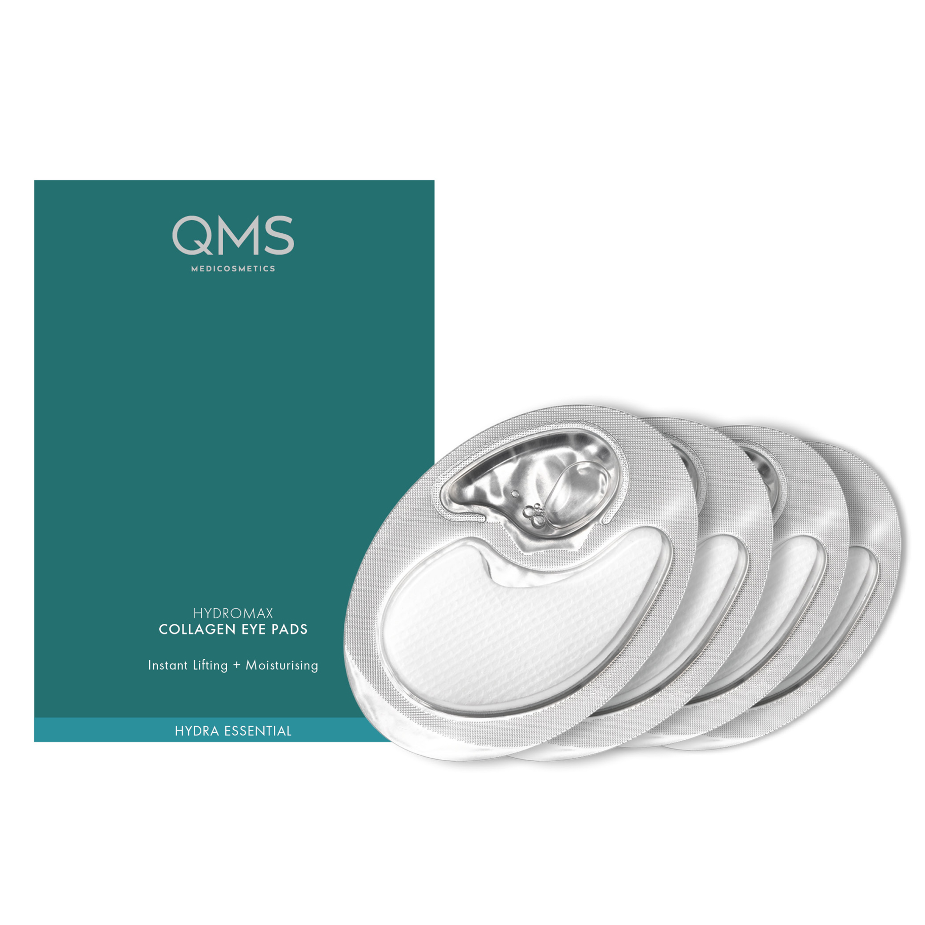 QMS Hydromax Collagen Eye Pads – Augenmaske mit Kollagen & Hyaluronsäure, 4x3ml, Pads und Umkarton
