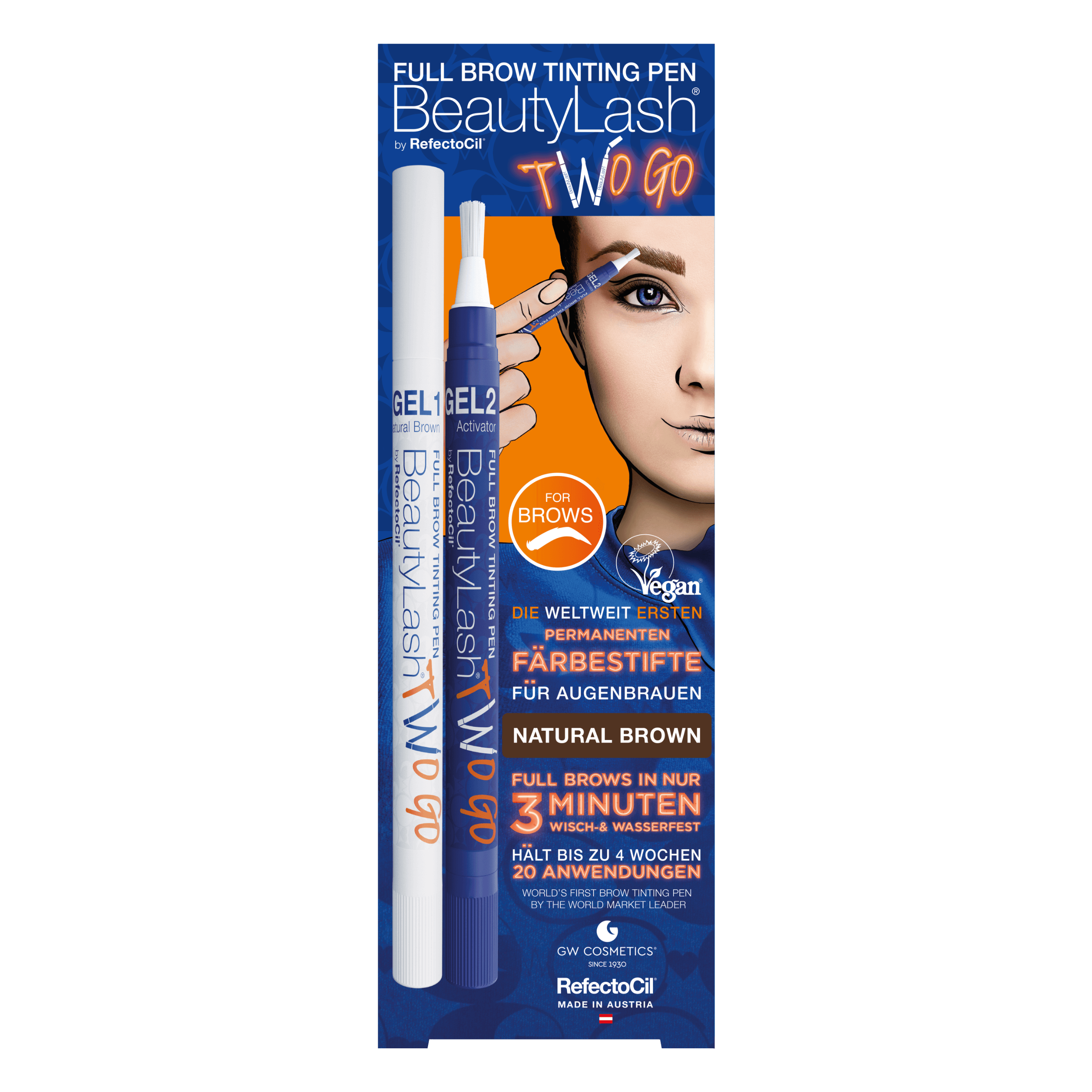 REFECTOCIL Beauty Lash TWO GO – Augenbrauenfarbe Färbestifte natural brown, Verpackung