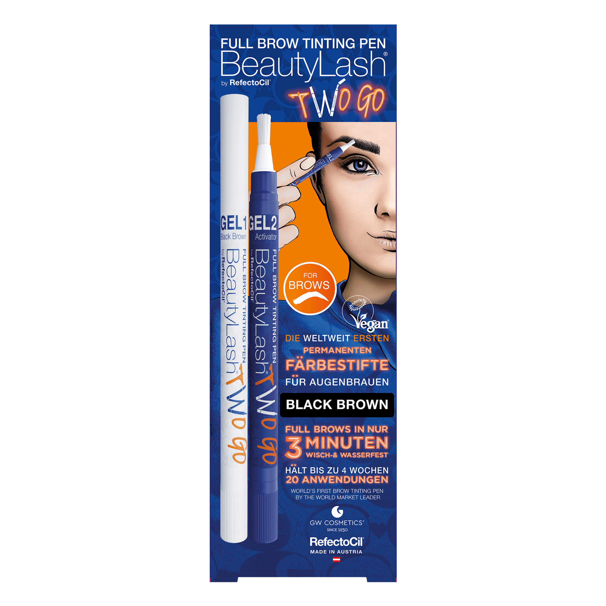 REFECTOCIL Beauty Lash TWO GO – Augenbrauenfarbe Färbestift black brown, ., Verpackung