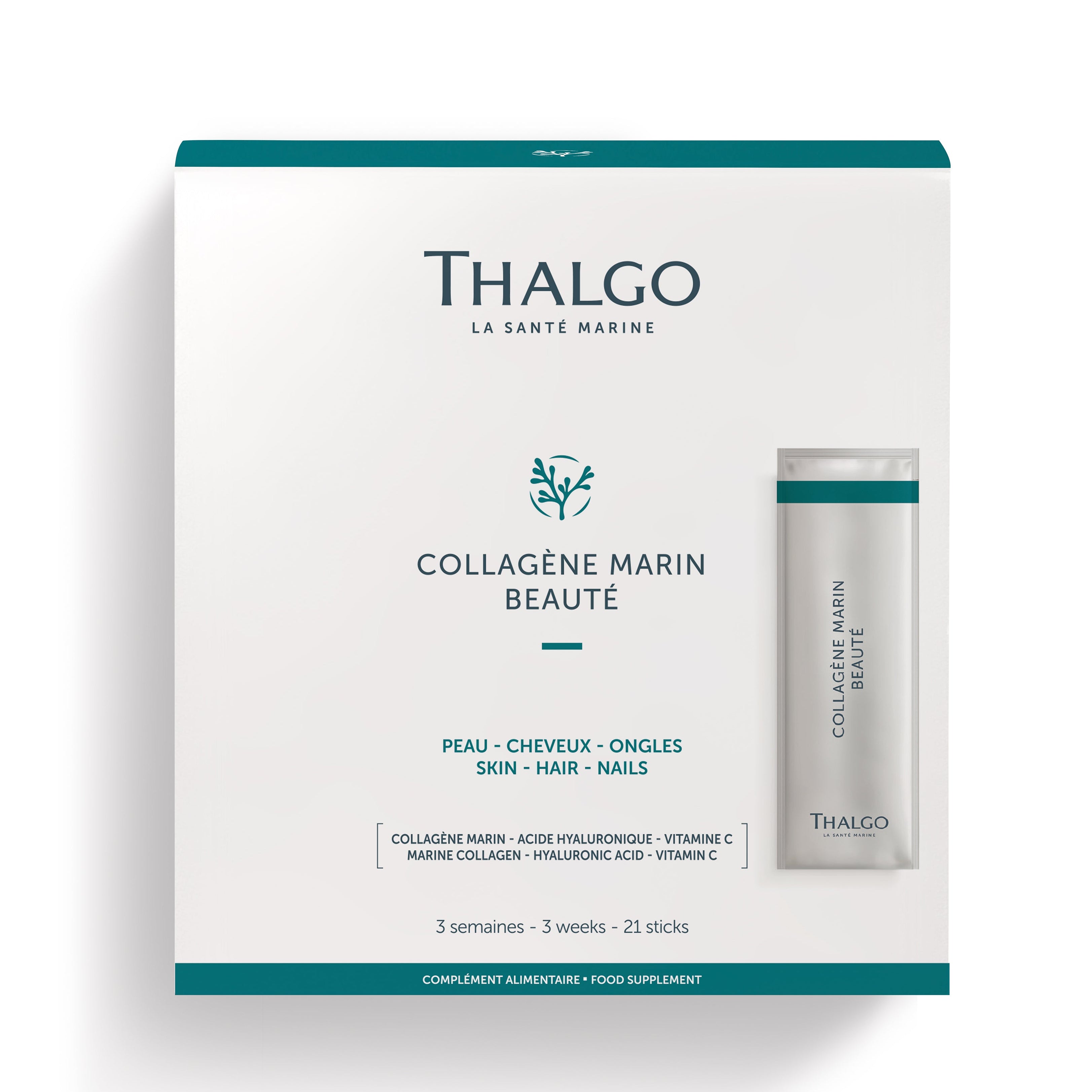 THALGO Beauty Collagène – Nahrungsergänzung, 21 Portionssticks, Umkarton