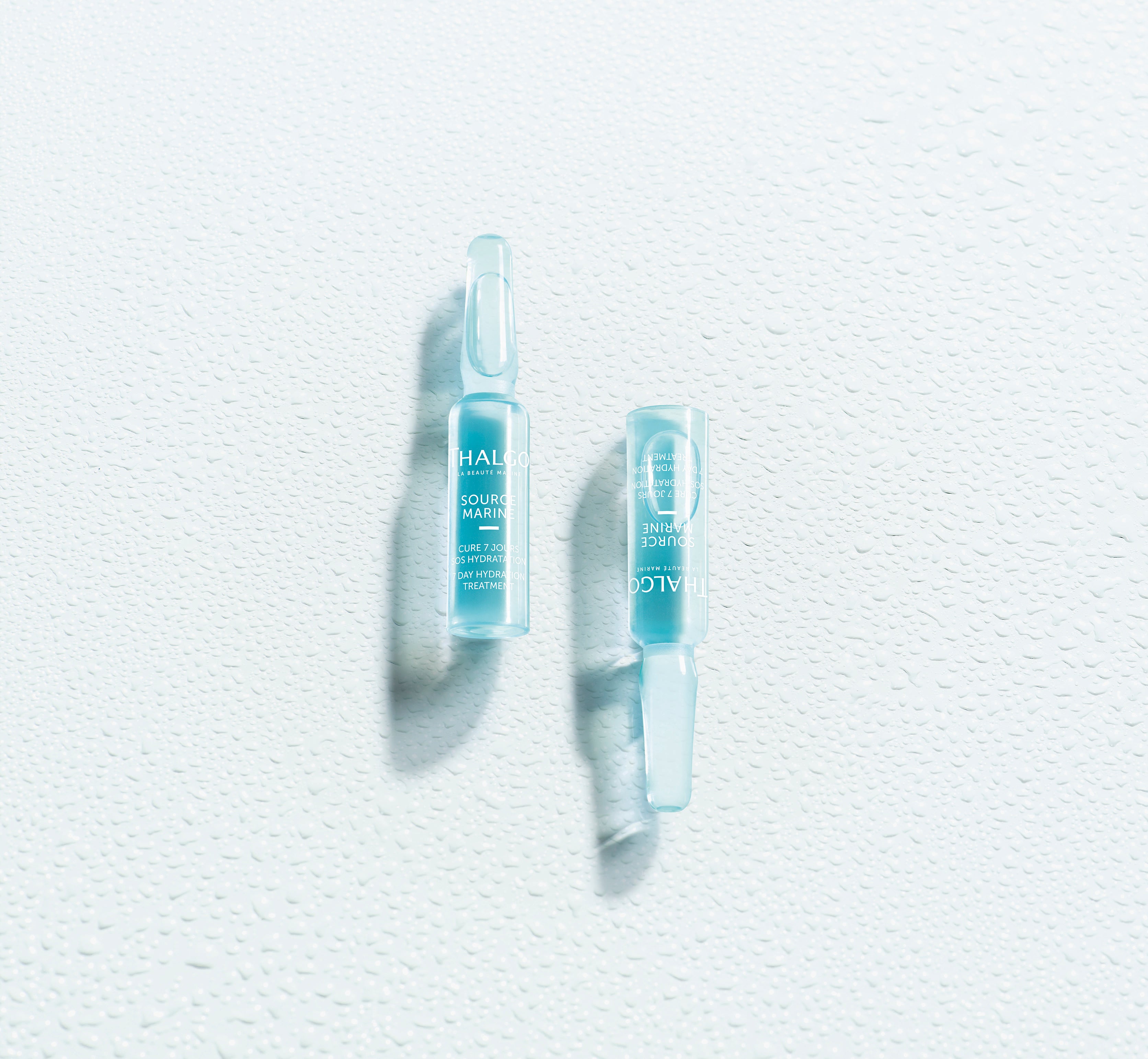 THALGO Source Marine - Hydra-Boost Ampullen – 1,2ml, zwei Einzelampullen auf hellgrauem Untergrund
