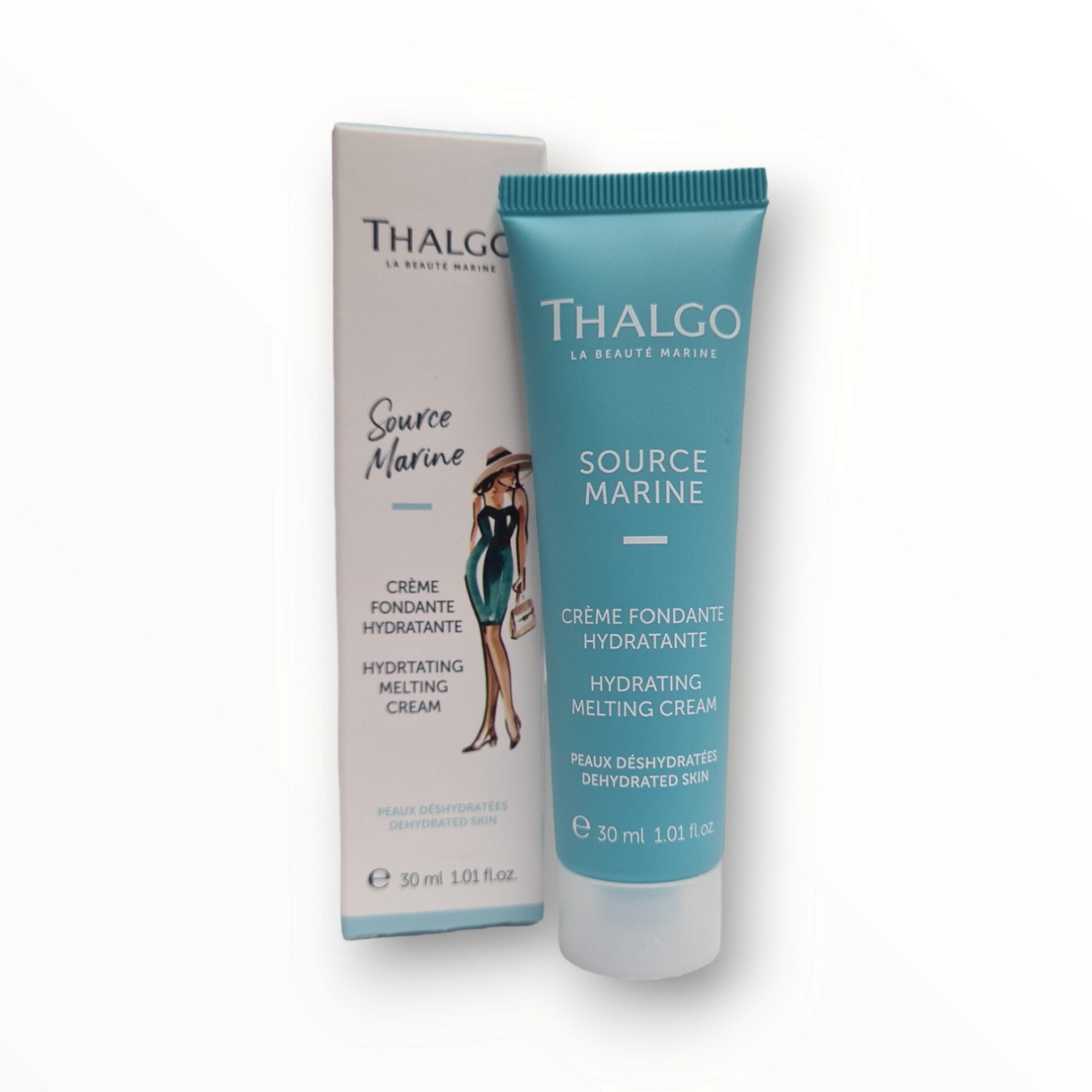 THALGO Source Marine - Zartschmelzende Feuchtigkeitscreme – Reisegröße, 30 ml, Tube und Umkarton