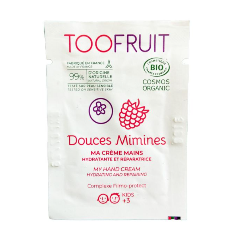 TOOFRUIT Douces Mimines Handcreme Blaubeere-Himbeere – Probe, 1ml, Sachet